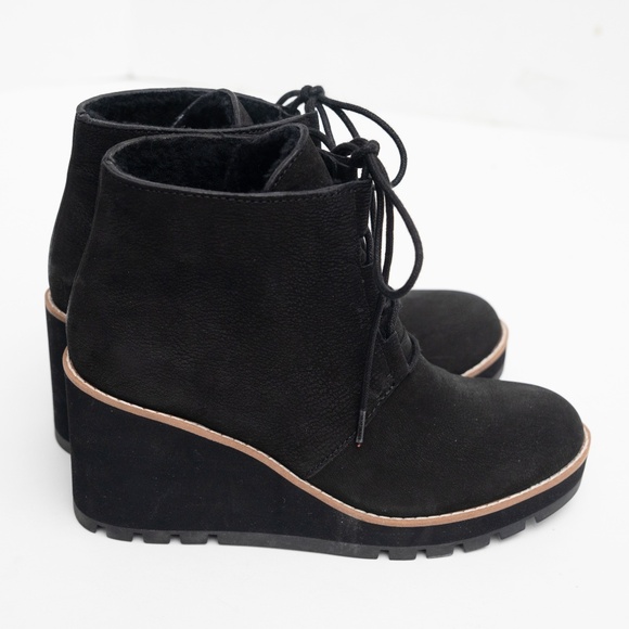 Eileen Fisher -  Alpine Suede Lace-Up Wedge Booties - Picture 1 of 8